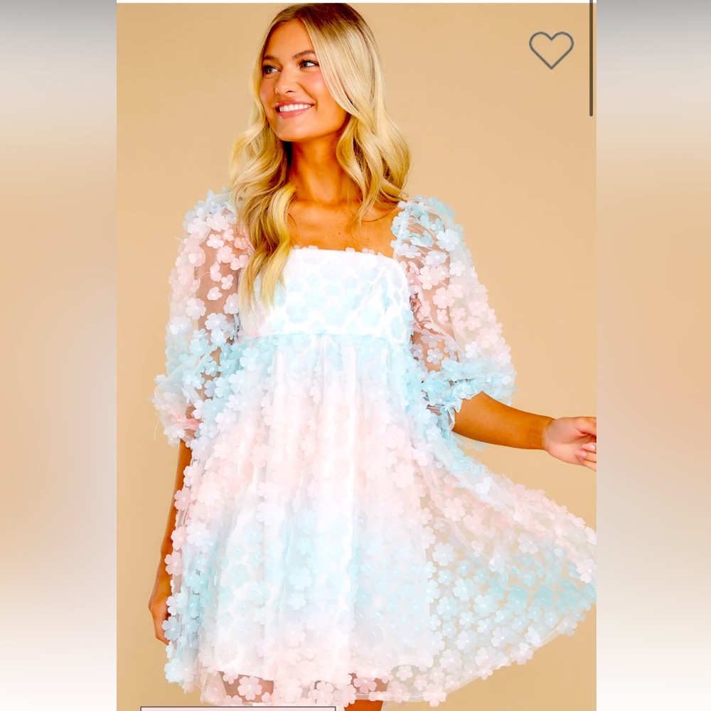 Beautiful Gaze Blue Multi Floral Dress - PERFECT FOR GENDER REVEAL